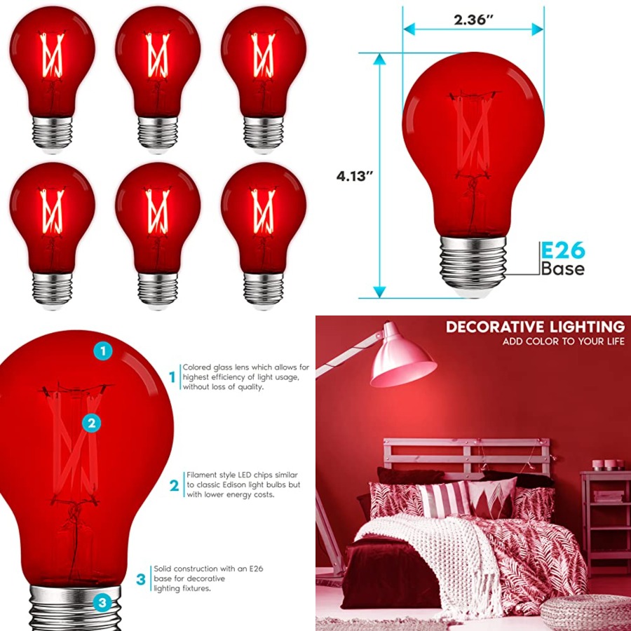 Lighting Decoration Outdoor - A19 Edison LED Ampuller, 4.5W 60W