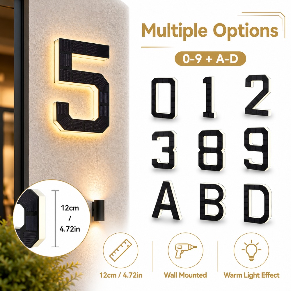 Decor Lighting Address - Güneş Enerjili LED Ev Numarası Tabelası