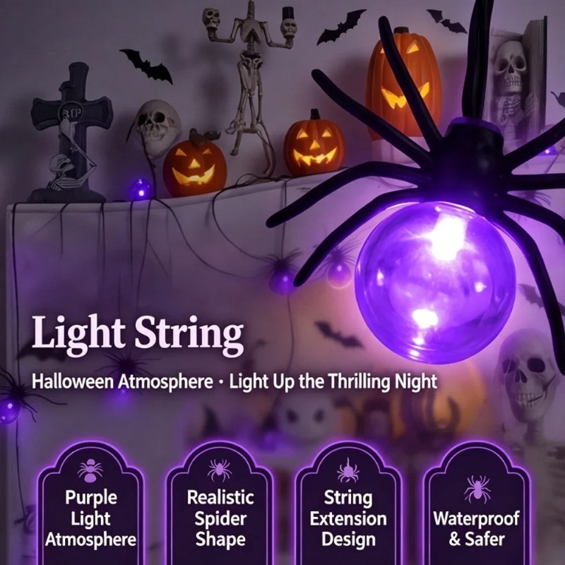 Lighting Decoration Outdoor - Pille Çalışan Örümcek LED Işık Zinciri,