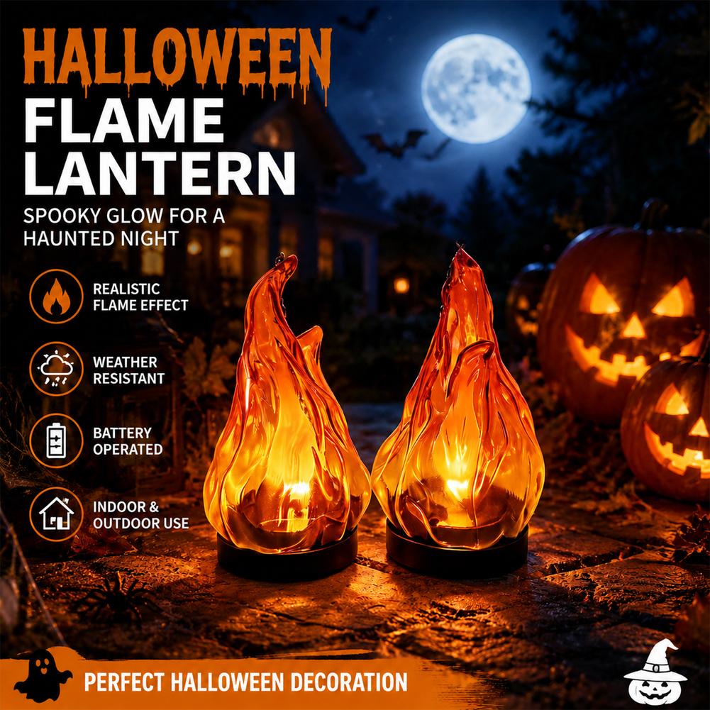 Lighting Decoration Outdoor - Güneş Enerjili Alev Efektli Asılı Fener