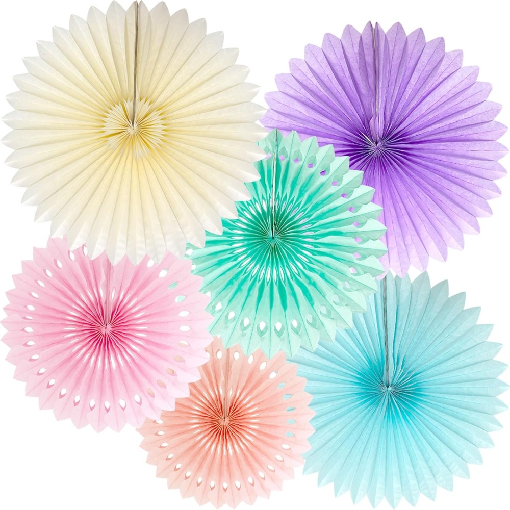 Decor Lighting Fans - Pastel Gökkuşağı Kağıt Hayranları Parti Süslemeleri